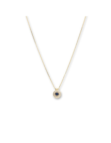 Cadena-Colgante Oro Amarillo, Zafiro Y Diamantes