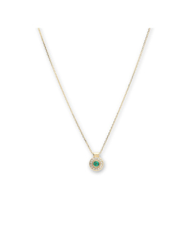 Cadena-Colgante Oro Amarillo, Esmeralda Y Diamantes