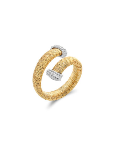 Anillo Oro Amarillo-Blanco Y Titanio Con Diamantes