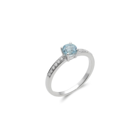 Anillo Oro Blanco, Aguamarina Y Diamantes. Género: Mujer. Material: Oro blanco. Piedras: Diamantes,Aguamarinas