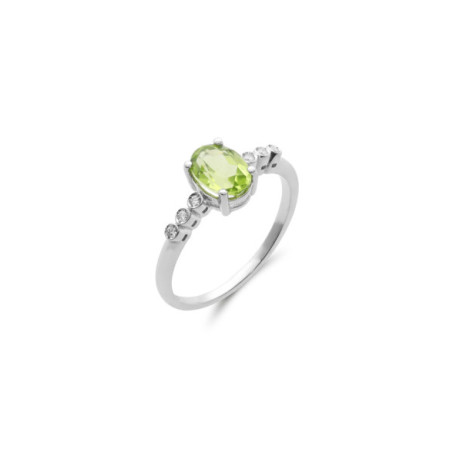 Anillo Oro Blanco, Peridoto Y Diamantes. Género: Mujer. Material: Oro blanco. Piedras: Peridoto,Diamantes