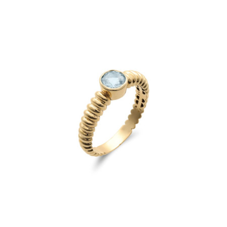 Anillo Oro Amarillo Y Aguamarina. Género: Mujer. Material: Oro amarillo. Piedras: Aguamarinas