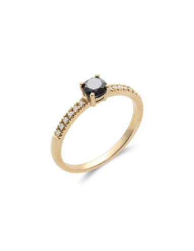 Anillo Oro Amarillo Y Diamantes
