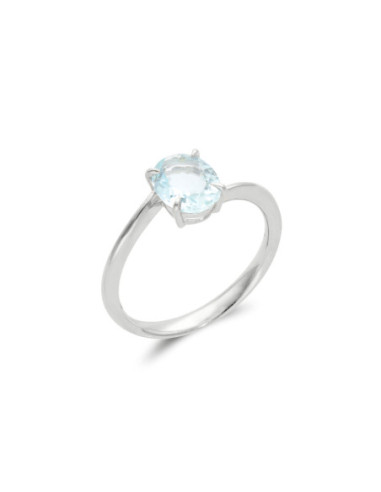 Anillo Oro Blanco Y Aguamarina