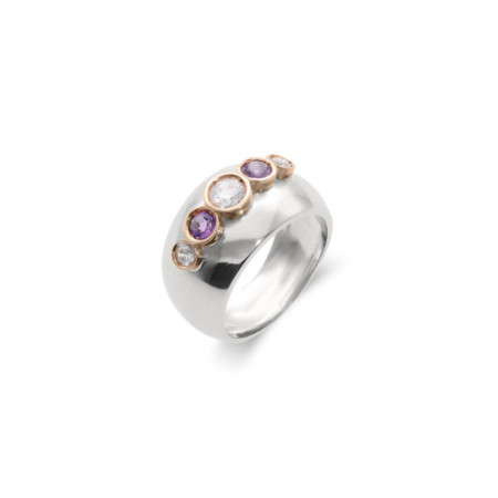 Anillo Plata-Oro Amatistas Y Circonitas. Género: Mujer. Material: Plata,Oro rosa. Piedras: Amatistas,Circonitas