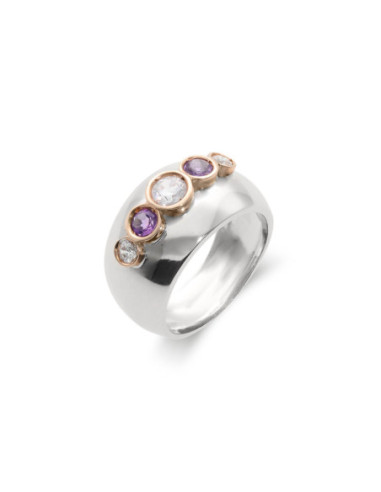 Anillo Plata-Oro Amatistas Y Circonitas