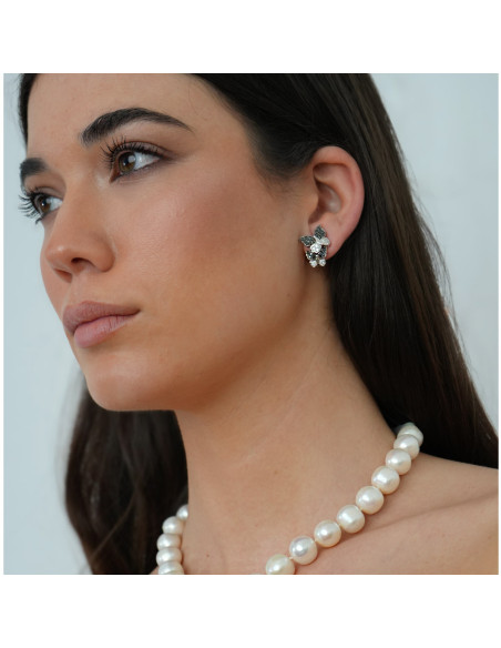 Pendientes Oro Blanco Y Diamantes