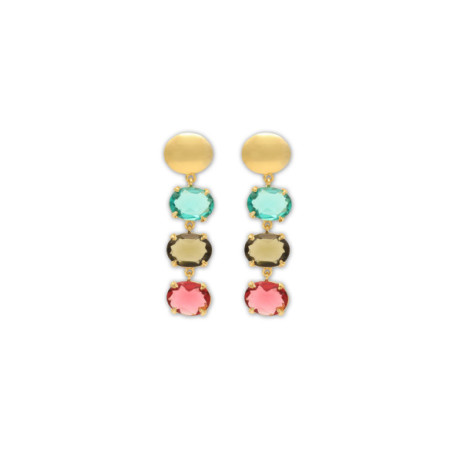 Pendientes Plata Chapada Y Piedras De Color. Género: Mujer. Material: Plata chapada. Piedras: Otras gemas