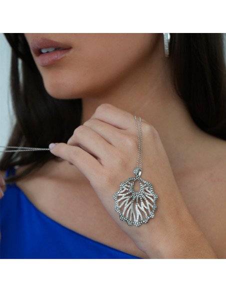 Cadena-Colgante Oro Blanco Y Diamantes