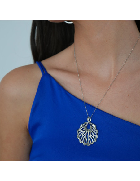 Cadena-Colgante Oro Blanco Y Diamantes