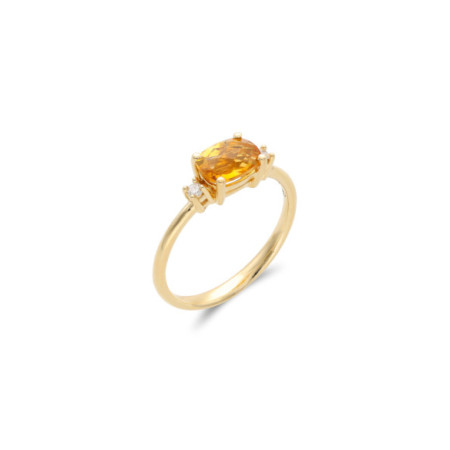 Anillo Oro Amarillo, Citrino Y Diamantes. Género: Mujer. Material: Oro amarillo. Piedras: Diamantes,Citrino