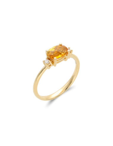 Anillo Oro Amarillo, Citrino Y Diamantes