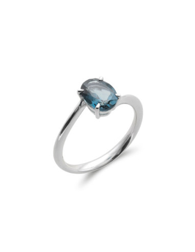 Anillo Oro Blanco Y Topacio