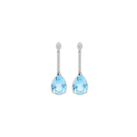 Pendientes Oro Blanco, Topacio Y Diamantes. Género: Mujer. Material: Oro blanco. Piedras: Diamantes,Topacio azul