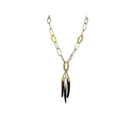 Collar Oro Amarillo Y Madera. Género: Mujer. Material: Oro amarillo. Piedras: Sin gemas