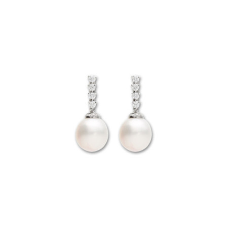 Pendientes Oro Blanco, Diamantes Y Perla Australiana. Género: Mujer. Material: Oro blanco. Piedras: Diamantes,Perlas