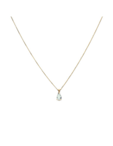 Cadena-Colgante Oro Amarillo Y Aguamarina