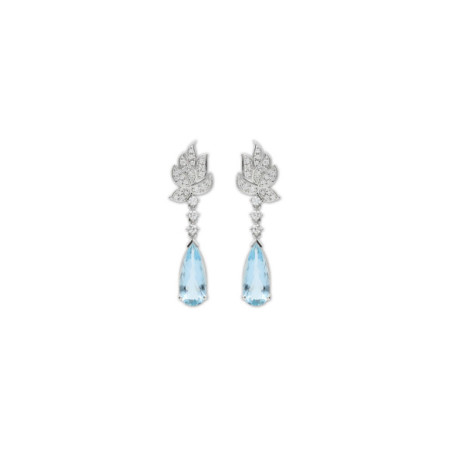 Pendientes Oro Blanco, Aguamarina Y Diamantes. Género: Mujer. Material: Oro blanco. Piedras: Diamantes,Aguamarinas