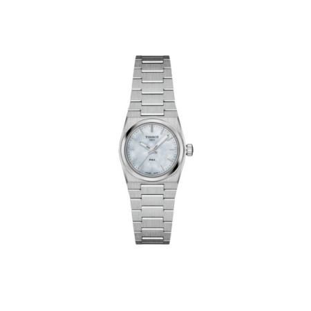 Reloj Tissot PRX 25mm T137.010.11.111.00. Género: Mujer. Material: Acero. Tamaño: Menos de 32mm. Correa: Acero. Color esfera: Nácar. Estilo: Cocktail. Movimiento: Cuarzo. Características técnicas: Hora y segundero