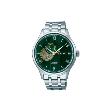 Reloj Seiko Presage Japanese Garden SSA463J1. Género: Hombre. Material: Acero. Tamaño: De 39mm a 42mm. Correa: Acero. Color esfera: Verde. Estilo: Cocktail. Movimiento: Automático. Características técnicas: Hora y segundero,Reserva de marcha