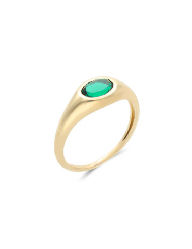 Anillo Oro Amarillo Y Esmeralda