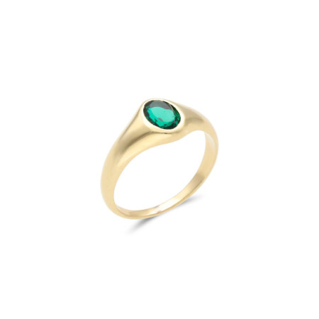 Anillo Oro Amarillo Y Esmeralda. Género: Mujer. Material: Oro amarillo. Piedras: Esmeraldas