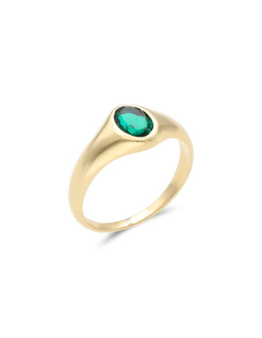 Anillo Oro Amarillo Y Esmeralda