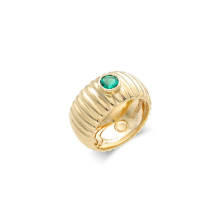 Anillo Oro Amarillo Y Esmeralda. Género: Mujer. Material: Oro amarillo. Piedras: Esmeraldas