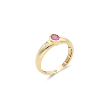 Anillo Oro Amarillo, Rubí Y Diamantes. Género: Mujer. Material: Oro amarillo. Piedras: Rubies
