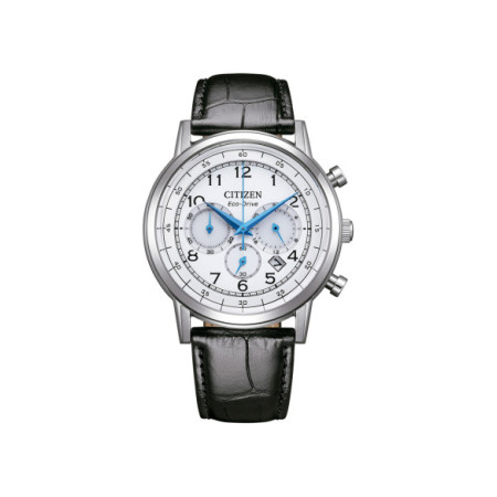 Reloj Citizen Chrono CA4630-02A. Género: Hombre. Material: Acero. Tamaño: De 39mm a 42mm. Correa: Piel. Color esfera: Blanco. Estilo: Cocktail. Movimiento: Eco Drive. Características técnicas: Hora y segundero,Calendario,Reserva de marcha,Cronógrafo