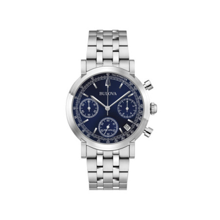 Reloj Bulova Classic Misc 96B458. Género: Hombre. Material: Acero. Tamaño: De 39mm a 42mm. Correa: Acero. Color esfera: Azul. Estilo: Casual. Movimiento: Cuarzo. Características técnicas: Hora y segundero,Calendario,Cronógrafo