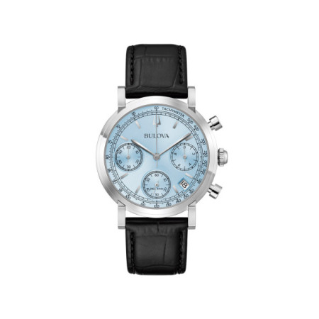Reloj Bulova Classic Misc 96B456. Género: Hombre. Material: Acero. Tamaño: De 39mm a 42mm. Correa: Piel. Color esfera: Azul. Estilo: Casual. Movimiento: Cuarzo. Características técnicas: Hora y segundero,Calendario,Cronógrafo