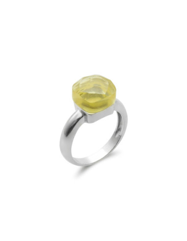 Anillo Plata Con Piedra Amarilla