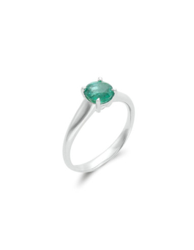 Anillo Oro Blanco Y Esmeralda
