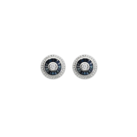Pendientes Oro Blanco, Zafiros Y Diamantes. Género: Mujer. Material: Oro blanco. Piedras: Diamantes,Zafiros