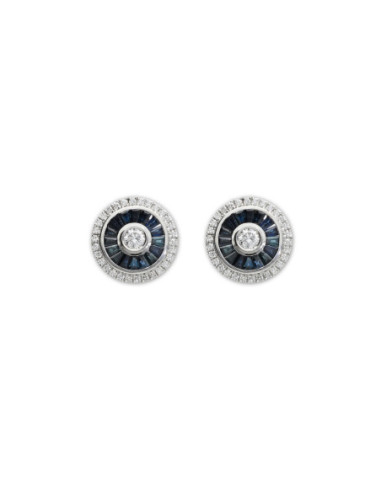 Pendientes Oro Blanco, Zafiros Y Diamantes