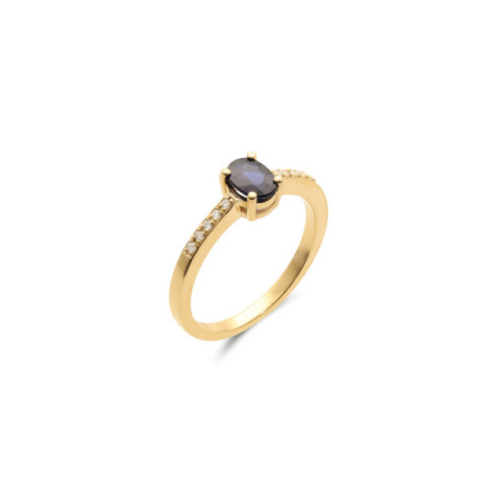 Anillo Oro Amarillo, Zafiro Y Diamantes. Género: Mujer. Material: Oro amarillo. Piedras: Diamantes,Zafiros