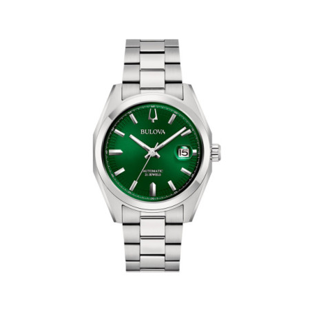 Reloj Bulova Surveyor Mecha Classic 96B429. Género: Hombre. Material: Acero. Tamaño: De 39mm a 42mm. Correa: Acero. Color esfera: Verde. Estilo: Casual,Cocktail. Movimiento: Automático. Características técnicas: Hora y segundero,Calendario,Reserva de marcha