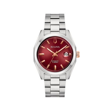 Reloj Bulova Surveyor Mecha Classic 98B422. Género: Hombre. Material: Acero. Tamaño: De 39mm a 42mm. Correa: Acero. Color esfera: Rojo. Estilo: Casual,Cocktail. Movimiento: Automático. Características técnicas: Hora y segundero,Calendario,Reserva de marcha
