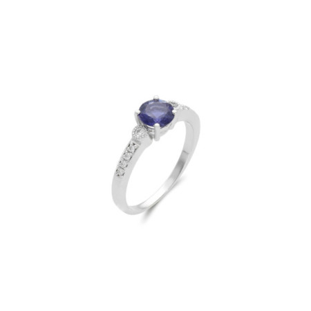 Anillo Oro Blanco, Iolita Y Diamantes. Género: Mujer. Material: Oro blanco. Piedras: Diamantes,Otras gemas