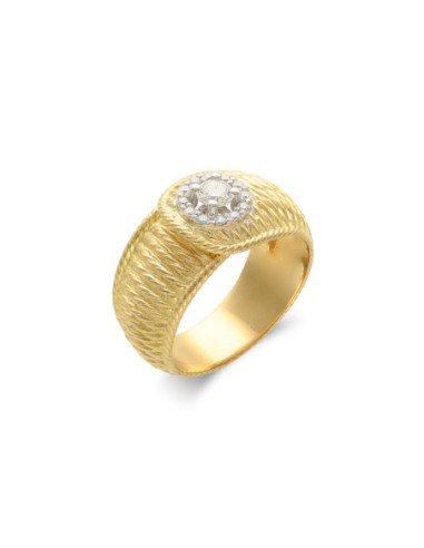 Anillo Oro Amarillo-Blanco Y Diamantes