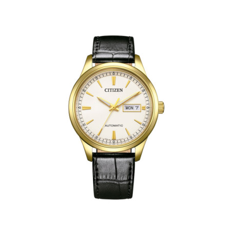 Reloj Citizen Mecha NY4059-09A. Género: Hombre. Material: Acero. Tamaño: De 39mm a 42mm. Correa: Piel. Color esfera: Blanco. Estilo: Clásico,Cocktail. Movimiento: Automático. Características técnicas: Hora y segundero,Calendario,Reserva de marcha