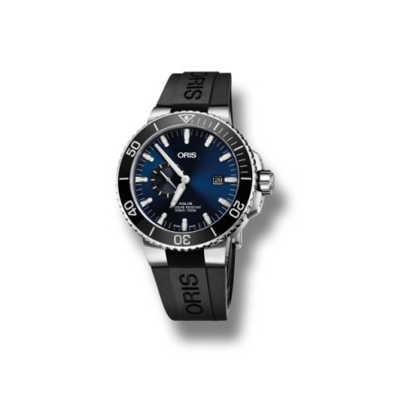Reloj Oris Aquis Small Second Date 01 743 7733 4135-07 4 24 64EB. Género: Hombre. Material: Acero. Tamaño: De 43mm a 46mm. Correa: Caucho. Color esfera: Azul. Estilo: Deportivo. Movimiento: Automático. Características técnicas: Hora y segundero,Calendario,Reserva de marcha