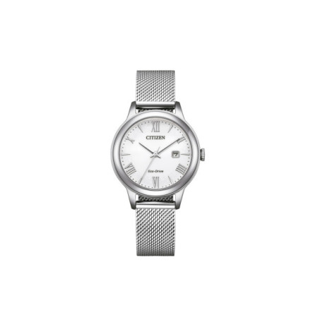 Reloj Citizen Lady Dress EW2621-75A. Género: Mujer. Material: Acero. Tamaño: Menos de 32mm. Correa: Acero. Color esfera: Blanco. Estilo: Clásico,Cocktail. Movimiento: Eco Drive. Características técnicas: Hora y segundero,Calendario,Reserva de marcha
