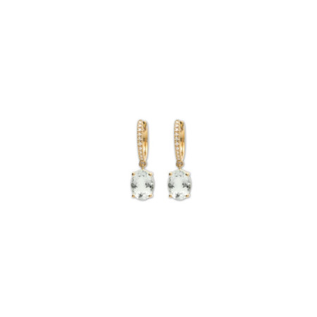 Argollas Oro Amarillo, Aguamarina Y Diamantes. Género: Mujer. Material: Oro amarillo. Piedras: Diamantes,Aguamarinas