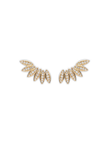 Pendientes Trepadores Oro Amarillo Y Diamantes