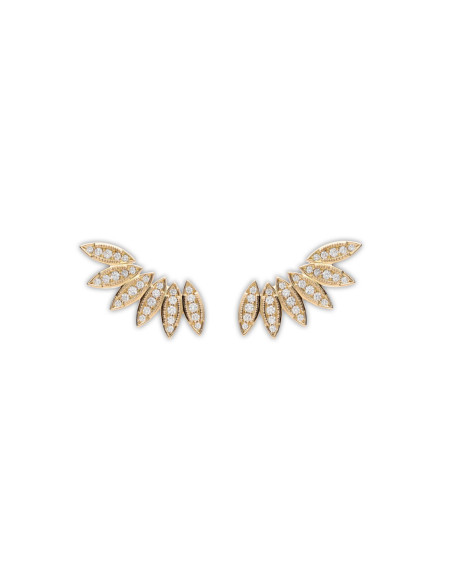 Pendientes Trepadores Oro Amarillo Y Diamantes