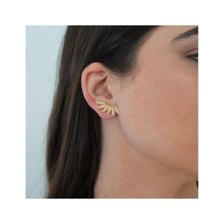 Pendientes Trepadores Oro Amarillo Y Diamantes. Género: Mujer. Material: Oro amarillo. Piedras: Diamantes