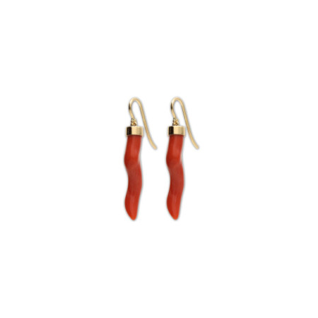 Pendientes Oro Amarillo Y Coral. Género: Mujer. Material: Oro amarillo. Piedras: Coral