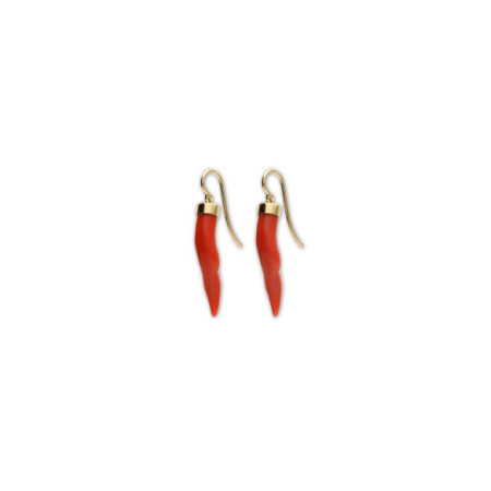 Pendientes Oro Amarillo Y Coral. Género: Mujer. Material: Oro amarillo. Piedras: Coral